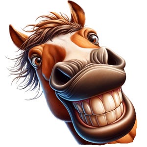 Laughing horse face wall sticker, funny horse mural, decorative horse poster, horse art, wall decoration, humorous animal motif