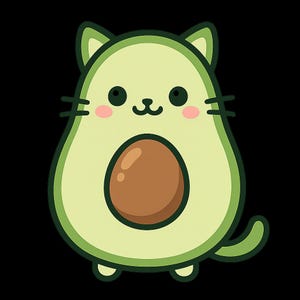 Avocado Katze Kawaii Aufkleber Outdoor UV-beständiger Vinyl Sticker aus Hochwertiger Folie von Orafol Autoaufkleber Laptopaufkleber
