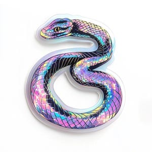 Adesivo olografico a forma di serpente per auto, adesivo in vinile resistente alle intemperie per esterni, personalizzabile.