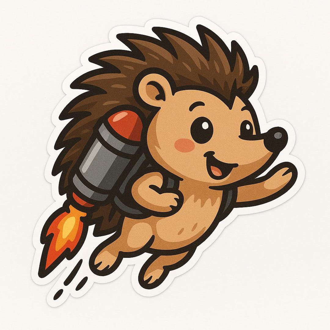 Hedgehog With Jetpack Sticker – Funny Car Sticker – Weatherproof, Fast ...