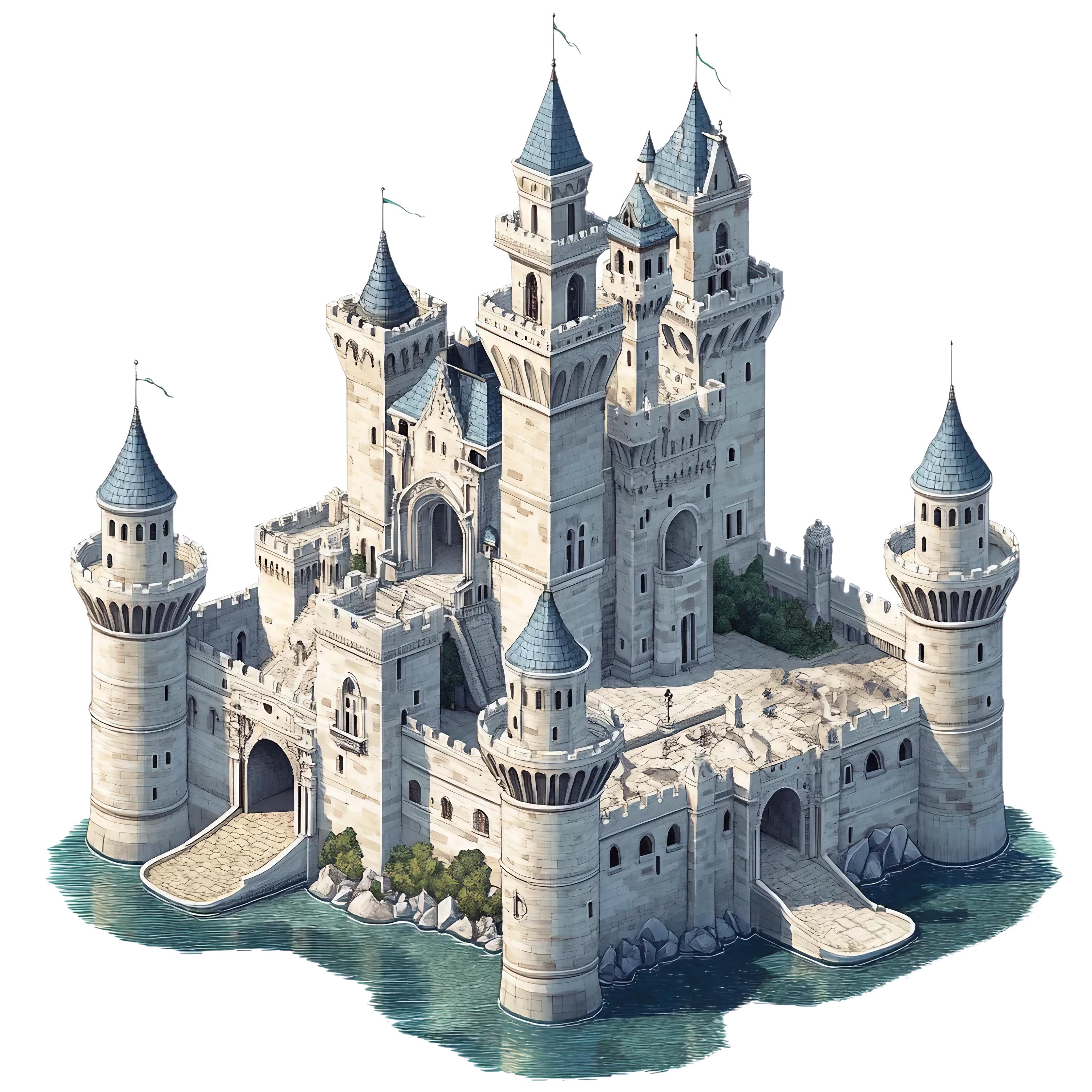5X Castle Stickers Concentric Fortress Car Stickers Epic Fantasy