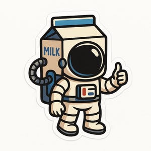 Milk carton as astronaut sticker – funny car sticker – weatherproof, spacey – gift for sci-fi fans, children and milk lovers