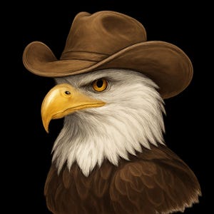 Adesivo per esterni con aquila con cappello da cowboy, adesivo in vinile resistente ai raggi UV, realizzato con pellicola di alta qualità di Orafol, adesivo per auto, adesivo per laptop