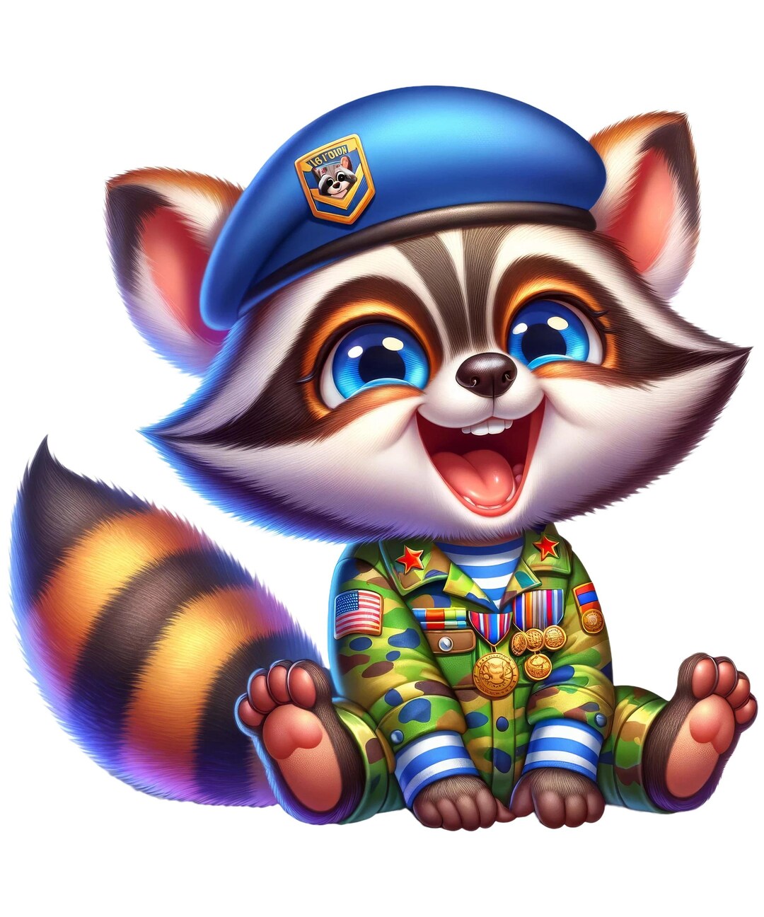 Cute Raccoon in Uniform – Army Soldier Animal Sticker Car Sticker for ...