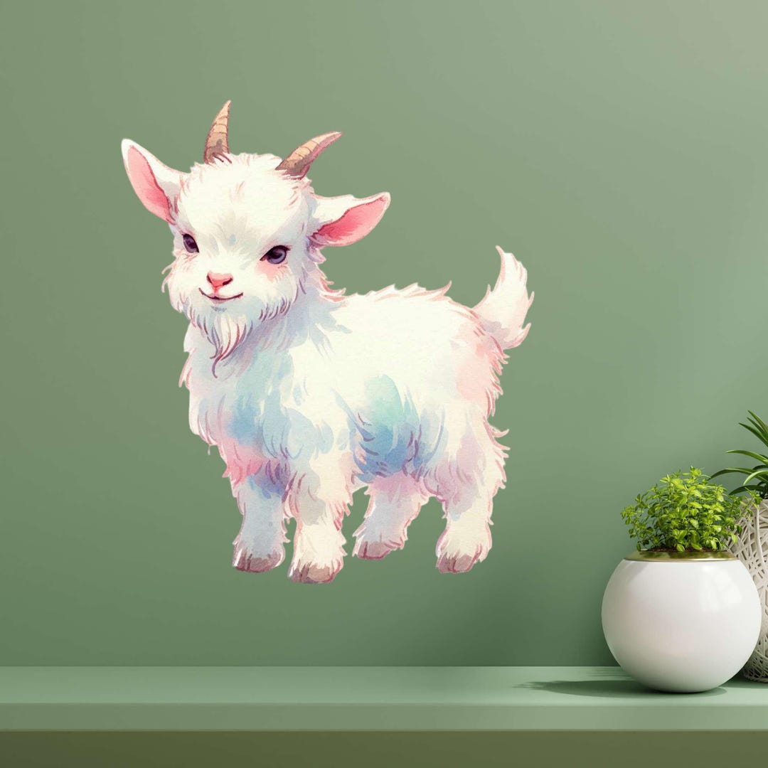 Watercolor Goat Sticker – Watercolor Goat as Wall Sticker and Car ...