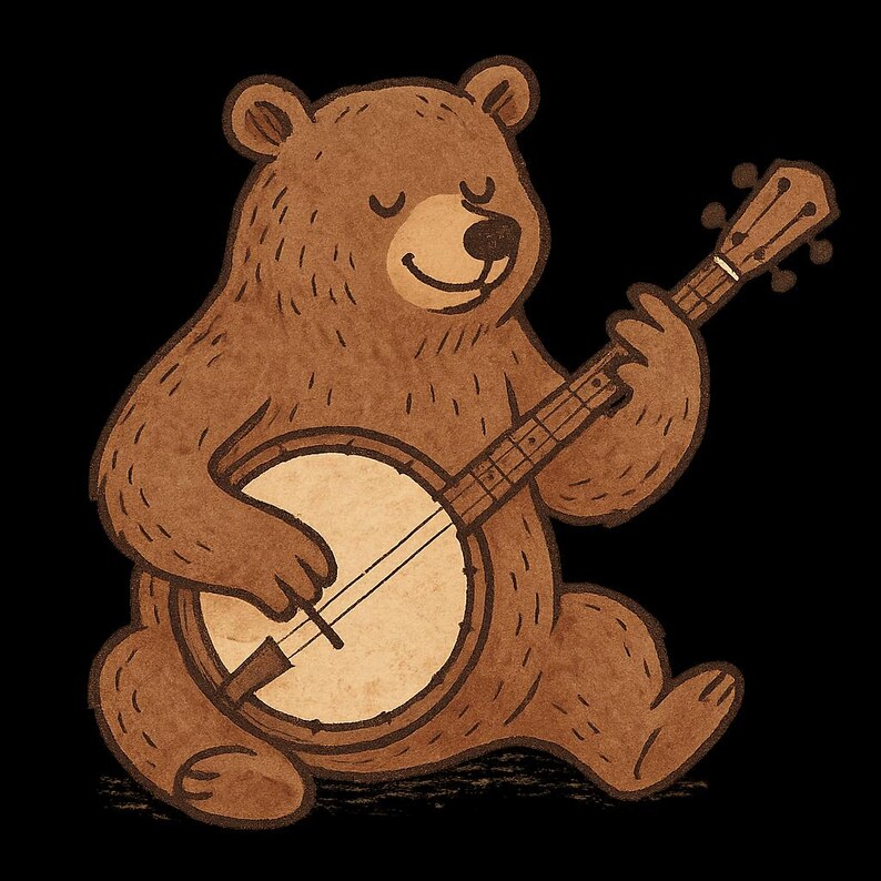 Bear Playing Banjo Sticker Outdoor Uv-resistant Vinyl Sticker Made of ...