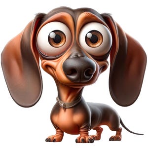 Funny Dachshund Wall Decal | Cartoon Dog Sticker with Big Eyes | Animal Lover Gift | For Kids' Rooms & Dachshund Fans