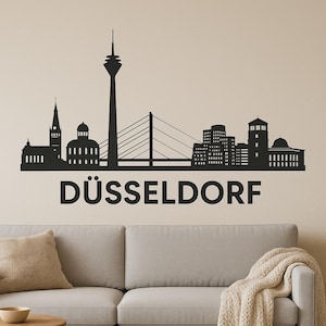 Düsseldorf Skyline Wall Sticker Modern City Motif with Rhine Tower as Sticker for Wall Motorhome Laptop Gift for Germany
