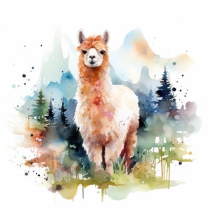 Alpaka Sticker Aquarell Aufkleber süßes Tiermotiv Wandtattoo Autoaufkleber Deko Geschenkidee für Kinder Naturfreunde und Bauernhof Fans
