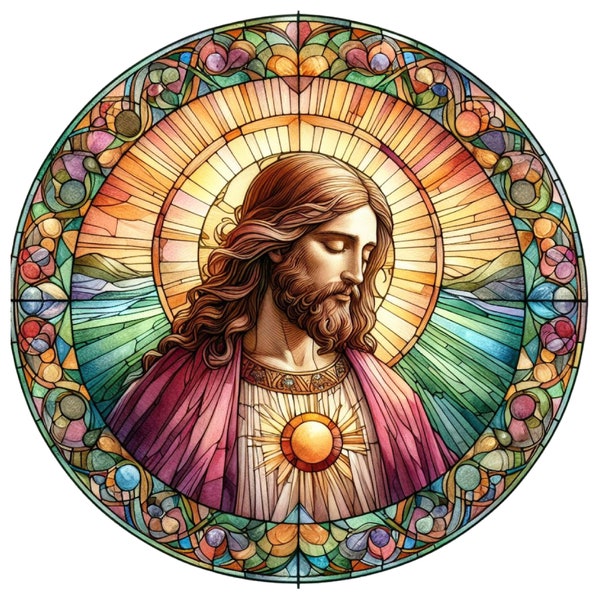 Autoaufkleber Sticker Jesus Buntglas Aufkleber Wetterfester Outdoor Vinyl