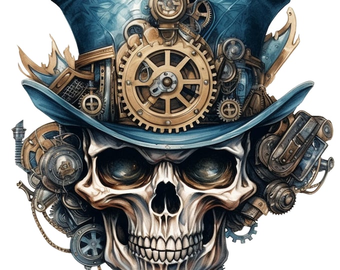 Steampunk Skull Stickers, Customizable Outdoor Vinyl Stickers