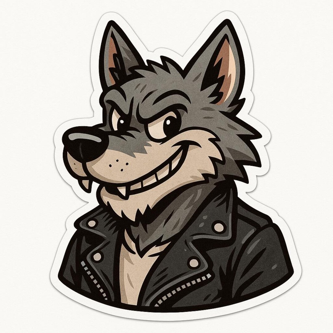 Wolf Racing Stickers Wolf With Leather Jacket Sticker – Cool Car Sticker – Weatherproof ...