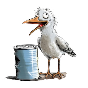 Divertida pegatina de gaviota para coche, diseño de gaviota, pájaro de dibujos animados, regalo divertido