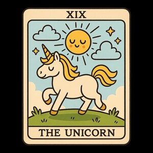 Einhorn als Tarotkarte Aufkleber Outdoor UV-beständiger Vinyl Sticker aus Hochwertiger Folie von Orafol Autoaufkleber Laptopaufkleber