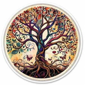 生命の木ステッカー スピリチュアルシンボル ウォールデカール 車 ノートパソコン 窓 ヨガ デコレーション 自然 生命の木 ギフトアイデア 調和のとれたデザイン