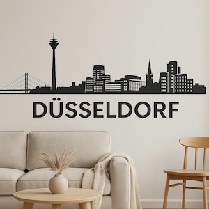 Düsseldorf Skyline Wall Sticker Modern City Motif with Rhine Tower as Sticker for Wall Motorhome Laptop Gift for Germany