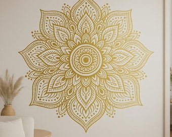 Beautiful golden mandala wall sticker Elegant boho motif as a sticker for wall camper laptop gift for mindfulness