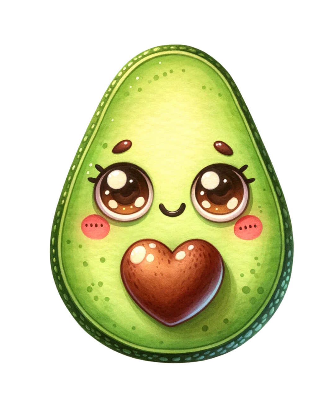 Cute Avocado Illustration Art Kawaii Food Sticker Gift Motif - Etsy