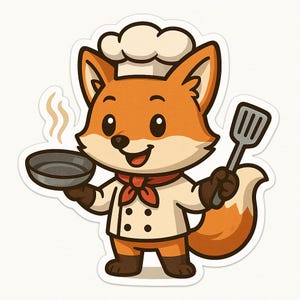 Adesivo "Volpe come chef" – adesivo divertente per auto – resistente alle intemperie, creativo – regalo per chef amatoriali, amanti degli animali e appassionati di cucina