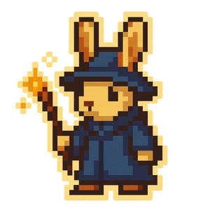 Coniglio come mago con la bacchetta magica – Adesivo simpatico a forma di cartone animato – resistente alle intemperie – Regalo per gli amanti del fantasy, degli animali e dell'umorismo