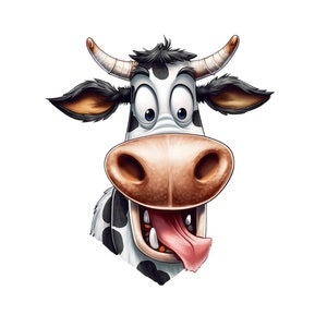 Adesivo mucca divertente – adesivo divertente con mucca da latte kawaii e lingua di fuori come decorazione da fattoria per gli amanti degli animali e i bambini