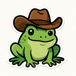 Adesivo rana con cappello da cowboy – Adesivo divertente per auto – Resistente alle intemperie, stile western – Regalo per gli amanti degli animali, dei cowboy e dell'umorismo