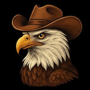Adesivo per esterni con aquila con cappello da cowboy, adesivo in vinile resistente ai raggi UV, realizzato con pellicola di alta qualità di Orafol, adesivo per auto, adesivo per laptop