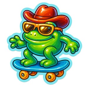 Rana con cappello da cowboy sullo skateboard – Assolutamente fantastico – Divertente adesivo per auto – Resistente alle intemperie – Regalo per gli amanti degli animali e gli amici skater