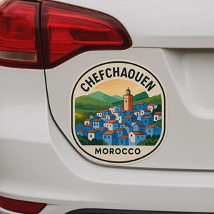 Adesivo per auto Chefchaouen – Destinazione di viaggio della città blu del Marocco – Adesivo Oriental Vanlife per auto e camper