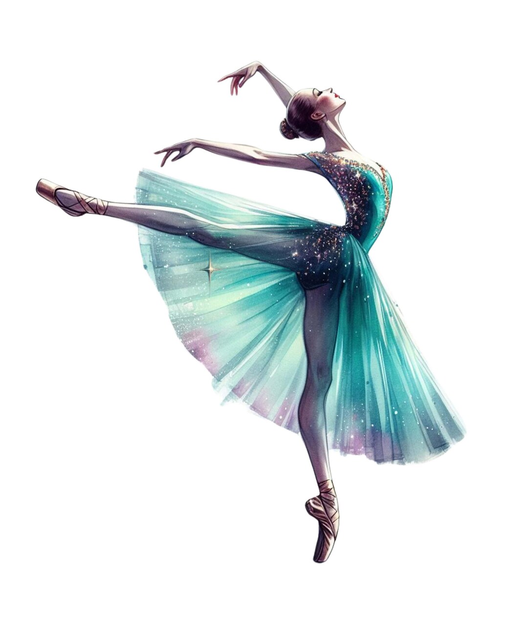 Ballet Dancer Sticker Watercolor Sticker With Dance Motif Wall Sticker ...