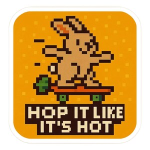 Coniglio con skateboard a forma di carota – "Salta come se fosse caldo" – Adesivo divertente per auto – Resistente alle intemperie – Regalo per gli amanti degli animali e dello skateboard