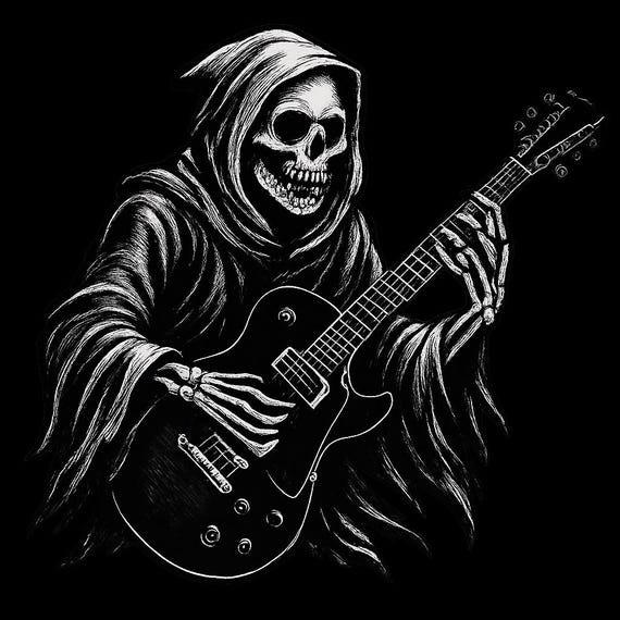 Grim Reaper With Guitar Outdoor Uv-resistant Vinyl Sticker Made