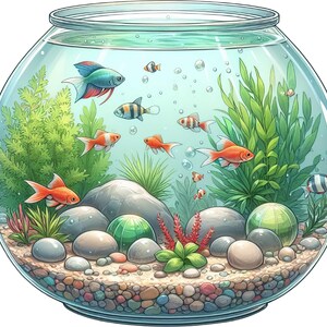 Aquarium Watercolor Sticker – Colorful Underwater World Illustration for Laptop, Car and more, Perfect Sticker for Fish Lovers