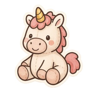 Adesivo di peluche a forma di unicorno, simpatico peluche a forma di fumetto, per laptop, auto e camper, regalo per bambini, appassionati di fantasy e amanti degli unicorni.