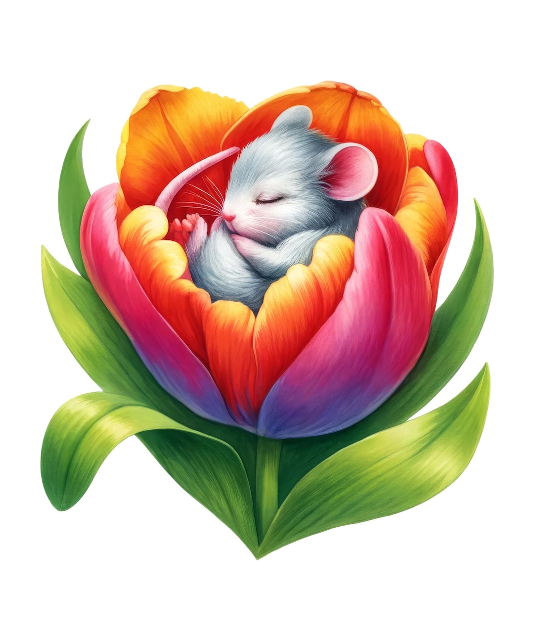 Car Sticker Mouse Sleeping in Flower – Cute Sticker for Car, Laptop ...