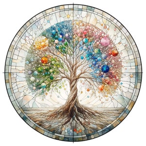 2 adesivi in vinile personalizzabili per esterni con albero della vita in vetro colorato