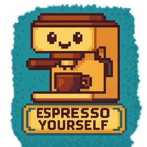 Autocollants Espresso Yourself | Autocollant de café amusant avec machine à café | Conception de barista nerd | Cadeau pour les amateurs de café