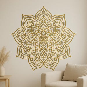 Prachtige gouden mandala muursticker Elegant boho-motief als sticker voor op de muur, camper, laptop, cadeau voor mindfulness