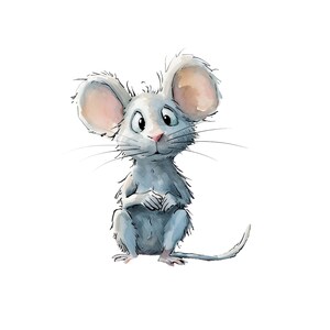 Niedliche Cartoon Maus Aquarell Illustration, Kinderzimmer Dekoration, süßes Tier Motiv, handgezeichnet