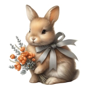 Cute Rabbit with Flowers – Boho Animal Car Sticker – Funny Nature Sticker for Car, Laptop & Decoration