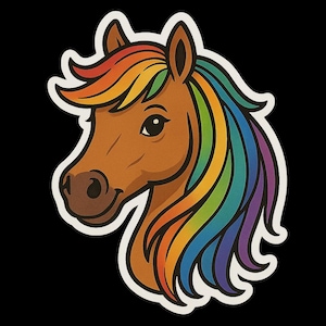 Pegatina de caballo colorida para portátil, pegatina de melena de arcoíris, decoración de animales de cómic, regalo para cuaderno, accesorios para niños y niñas
