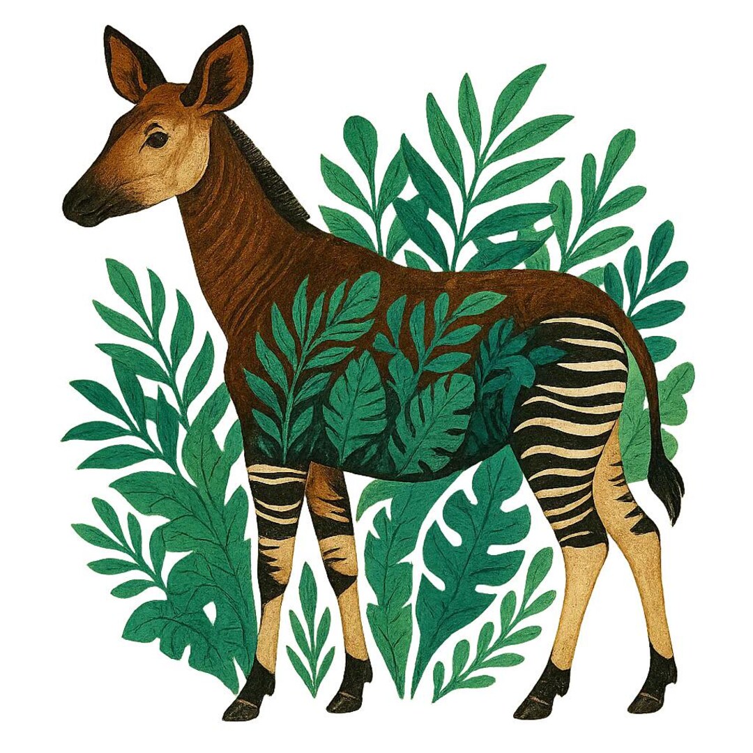 Okapi Animal Pattern Okapi Jungle Iron-on Patch – Exotic Animal Motif in Jungle Art Style ...
