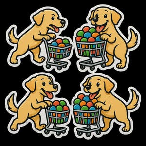 ステッカーセット ラブラドールステッカー ショッピングカート付き ボールいっぱい 面白い犬コミックステッカー 車、ノートパソコン、または犬好きの方へのギフトに