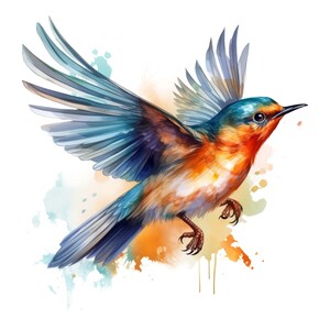 Blue bird sticker, wall decal, car sticker, watercolor bird, nature decoration, animal art