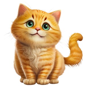 Süße Katze Sticker – Niedliche orange Baby Katze im Cartoon Stil als Kawaii Aufkleber für Kinder Haustier Fans und verspielte Deko