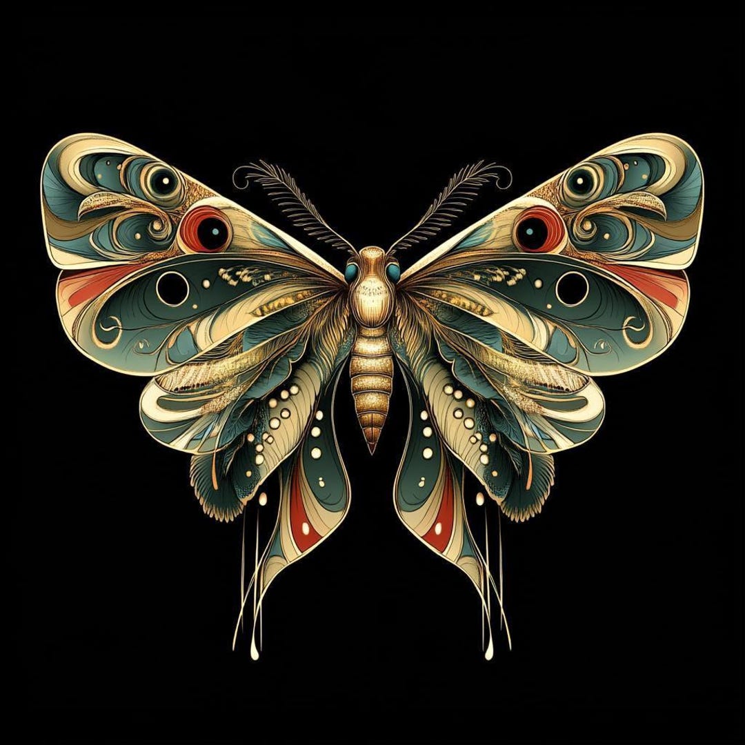 Moth Insect Theme Wall Sticker Mystical Moth Beautiful Wall Decoration Creative Wall ...