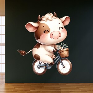 Cute cow wall sticker, funny cow motif, farm decoration, children's room mural, cartoon animal sticker