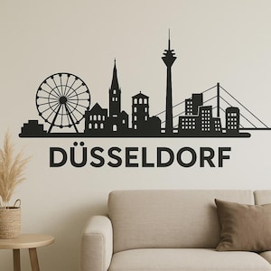 Düsseldorf Skyline Wall Sticker Modern City Motif with Rhine Tower as Sticker for Wall Motorhome Laptop Gift for Germany