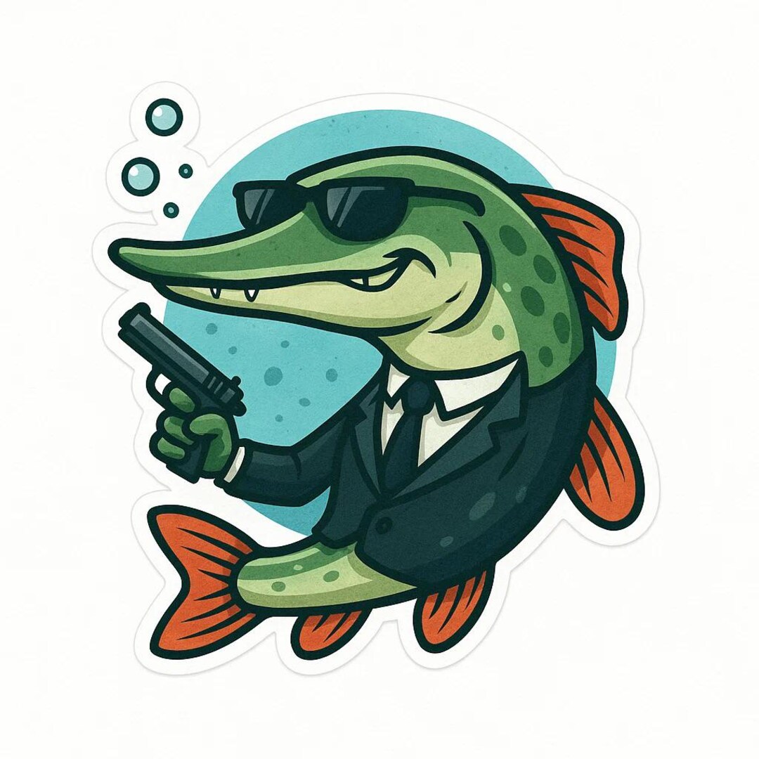 Pike Fish Agent Sticker Outdoor Uv-resistant Vinyl Sticker Made of High ...