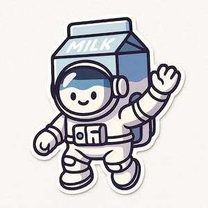 Milk carton as astronaut sticker – funny car sticker – weatherproof, spacey – gift for sci-fi fans, children and milk lovers